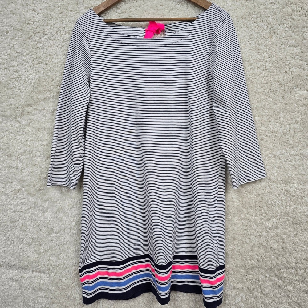 Lilly Pulitzer Striped Boat Neck Noelle Dress with Bow Pink Blue Navy XL